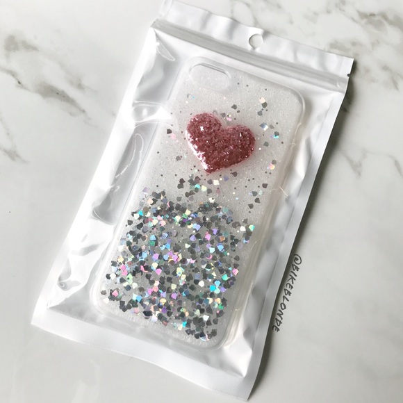 NEW iPhone 7/8, 7/8 Plus Soft Glitter Heart Case - Picture 2 of 4